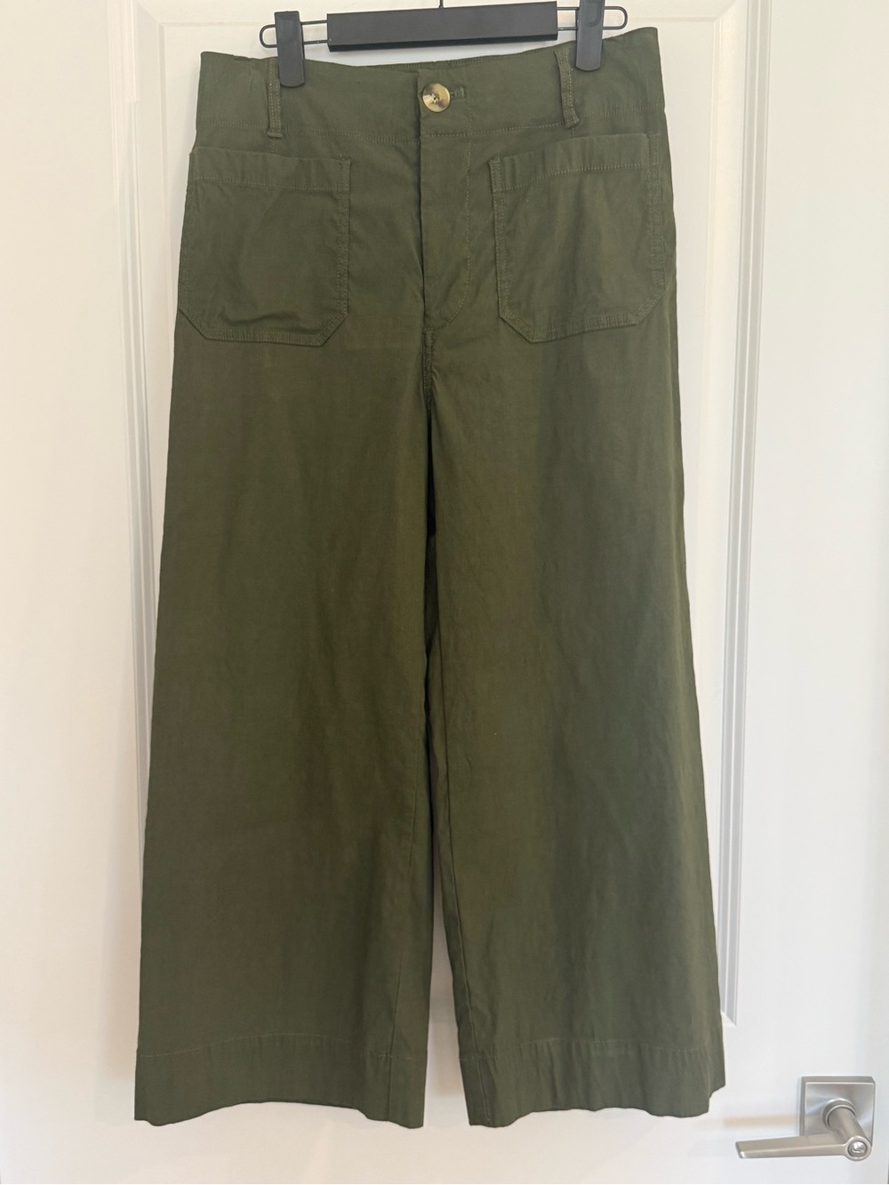 Maeve Anthropologie Colette Cropped Wide-Leg Pants-Olive